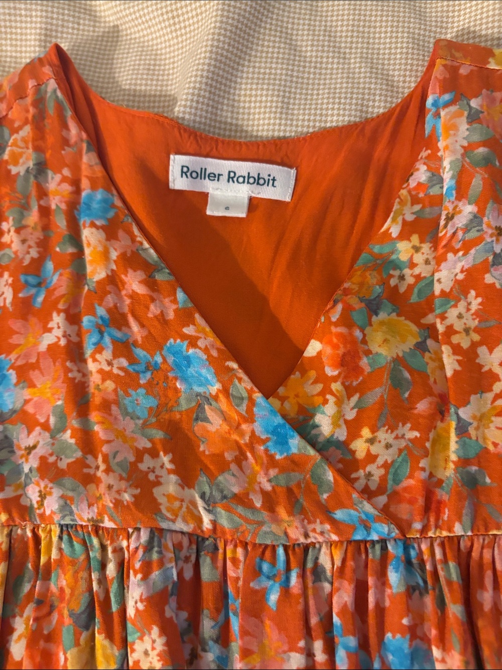 Roller Rabbit Orange Floral V-Neck Ruffle Dress - Picture 2 of 2